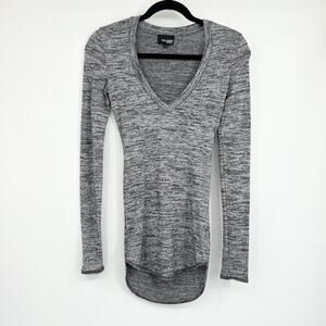 Wilfred Free Marled Gray V-Neck Back Cutout Soft Long Sleeve Size XXS